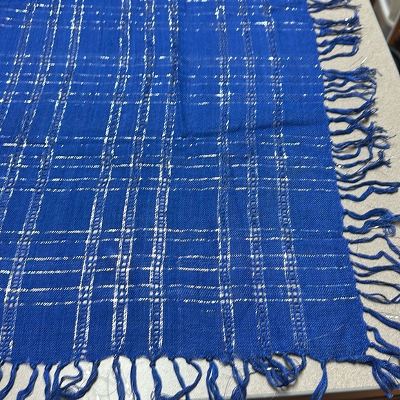 Beautiful royal blue square 31” by 31” table topper, shawl, or scarf. You decide - Picture 5 of 12